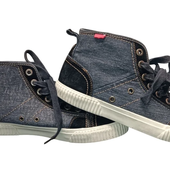 Levi's Mens Hi Top Sneakers Dark Distressed Look Denim size 10.5 - Picture 4 of 6